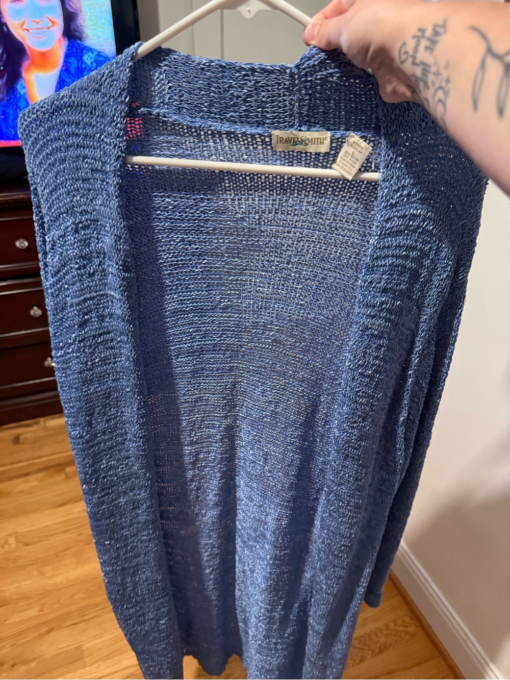 TravelSmith Navy-Blue Open-Front Lightweight Women’s Cardigan